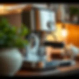 Close-up of an elegant coffee machine showcasing its sleek design and features