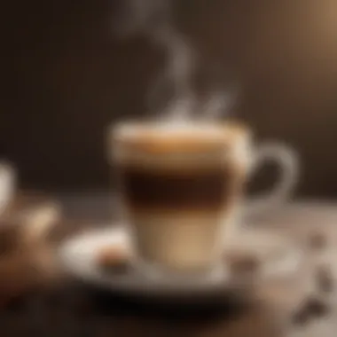 The Essence of a Perfectly Brewed Coffee A steaming cup of coffee with a perfect crema surface, symbolizing the ideal brew