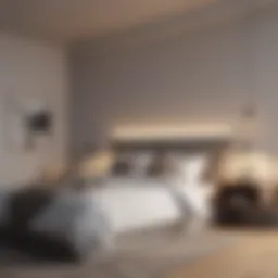 Contemporary bedroom design featuring a minimalist aesthetic.