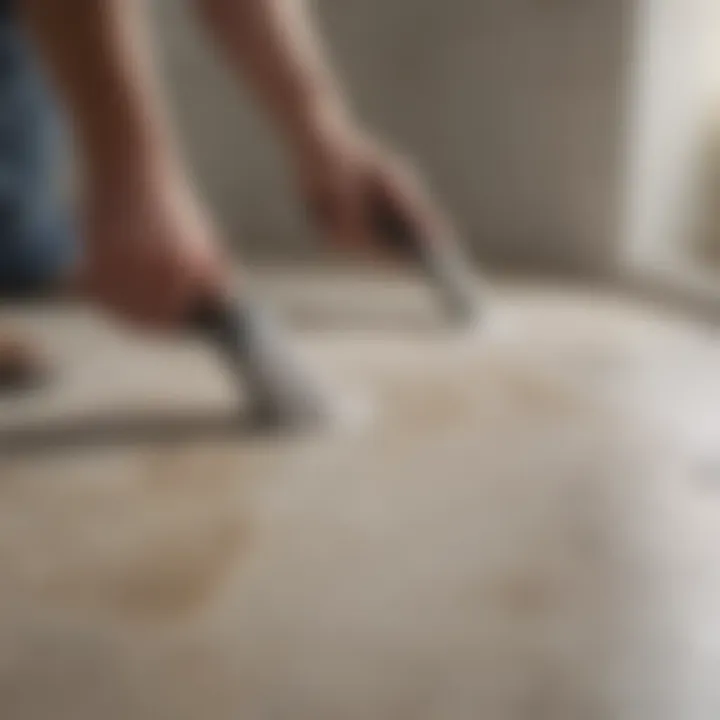 DIY grout cleaning mixture being applied to tiles