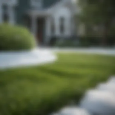 Lush green lawn under a snowfall