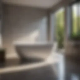 Luxurious freestanding bathtub in modern bathroom