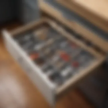 Customizable Peg Drawer Organisation Customizable peg drawer organisation showcasing various materials