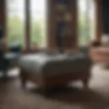 Elegant living room featuring a vintage ottoman