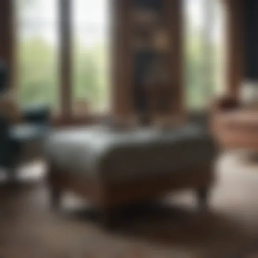 Elegant living room featuring a vintage ottoman