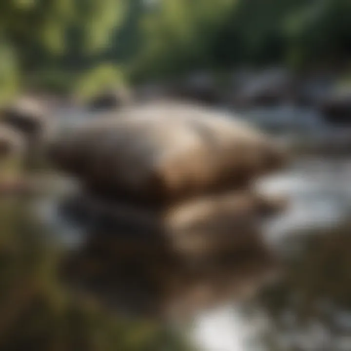 A pristine outdoor furniture cushion being washed under a gentle stream of water