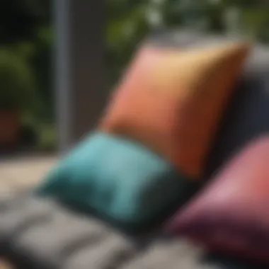 A close-up of outdoor furniture cushions with vibrant colors showcasing their aesthetic appeal