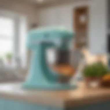 Elegant Tiffany Blue KitchenAid mixer in a modern kitchen setting