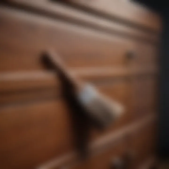 Brushing technique applied on cupboard surface
