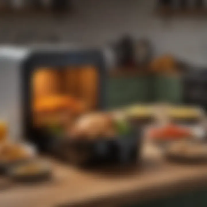 Healthy meal options prepared using an air fryer convection oven.