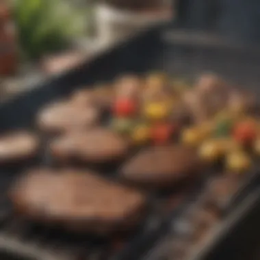 A beautifully grilled meal on a propane grill, showcasing perfect sear marks and vibrant colors.