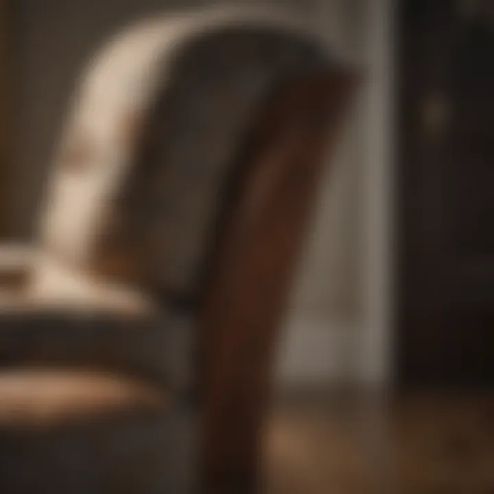 Close-up of a traditional armchair featuring rich upholstery