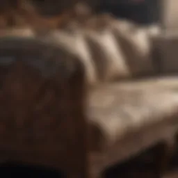 Elegant traditional wooden sofa adorned with intricate carvings