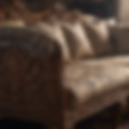 Elegant traditional wooden sofa adorned with intricate carvings