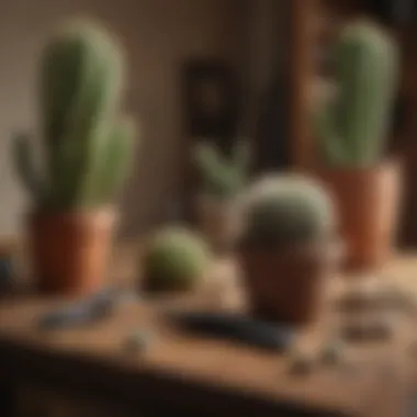 Essential Tools for Cactus Gardening Essential tools for cactus trimming displayed on a table