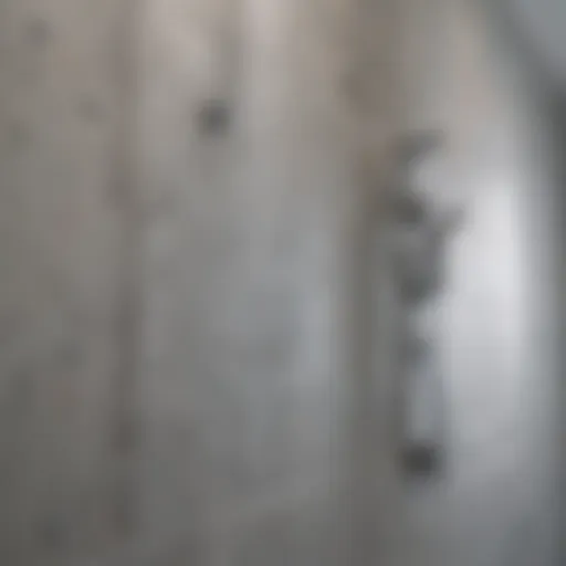 Close-up of hard water stains on a bathroom tile