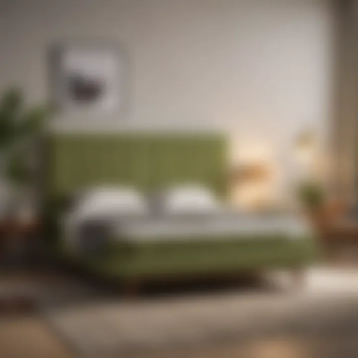 A peaceful bedroom scene with an avocado mattress in focus