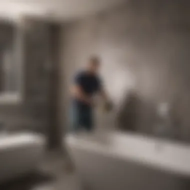 Skilled Tradesperson in Action Skilled tradesperson at work in a stylish bathroom