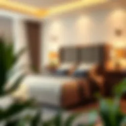 Elegant king size bed in a modern bedroom setting