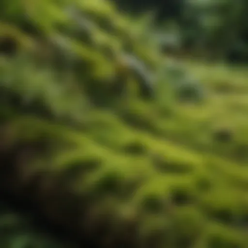 Vibrant lawn contrasting with patches of moss
