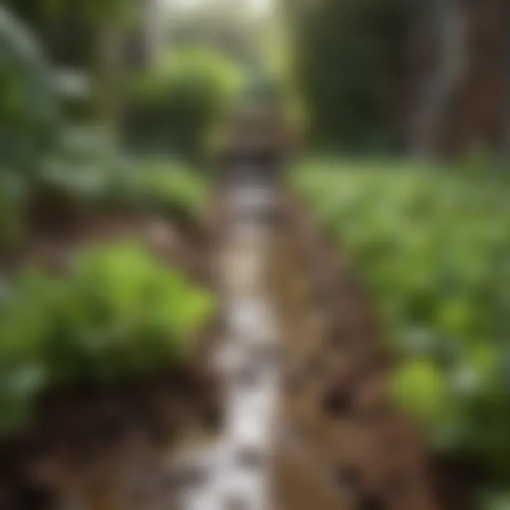 Drainage system in a lettuce garden