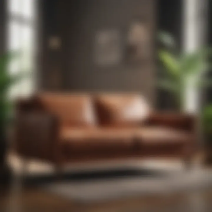 Visual representation of loveseat measurements in a compact space