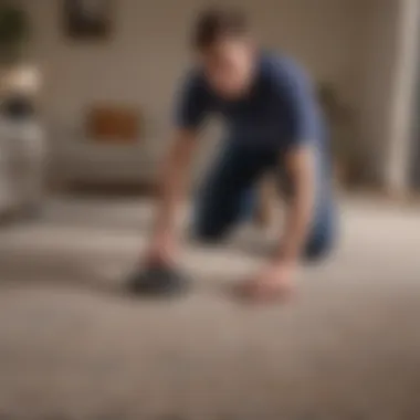 Professional installers setting up carpet