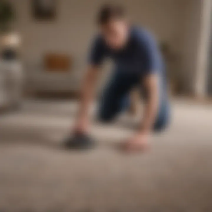 Professional installers setting up carpet