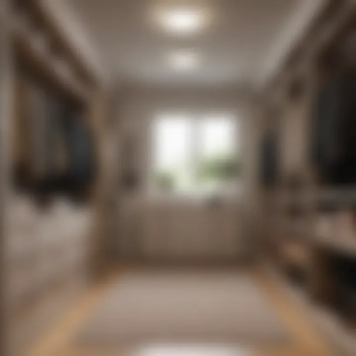 Visual representation of walk-in closet dimensions and layout