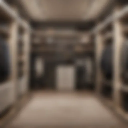 Elegant walk-in closet showcasing modern design elements