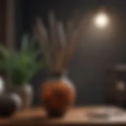 Aromatic diffuser sticks arranged elegantly in a decorative vase