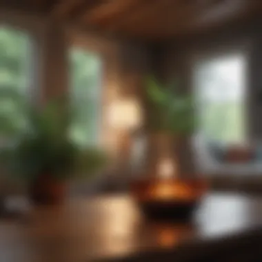 Cozy Home Ambiance A cozy home environment enhanced with the gentle glow of ambient lighting and diffuser sticks