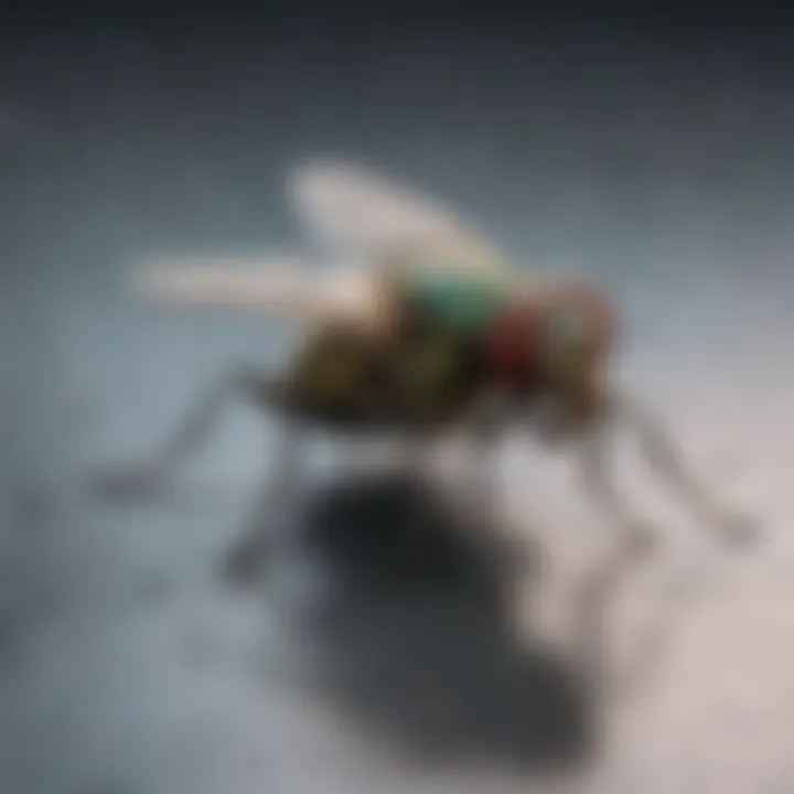 A close-up view of various species of flies commonly found in homes.