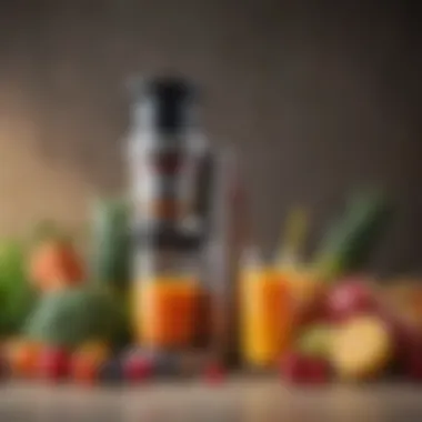 Nourishing Juice and Vibrant Ingredients Freshly extracted juice in a glass alongside fruits and vegetables