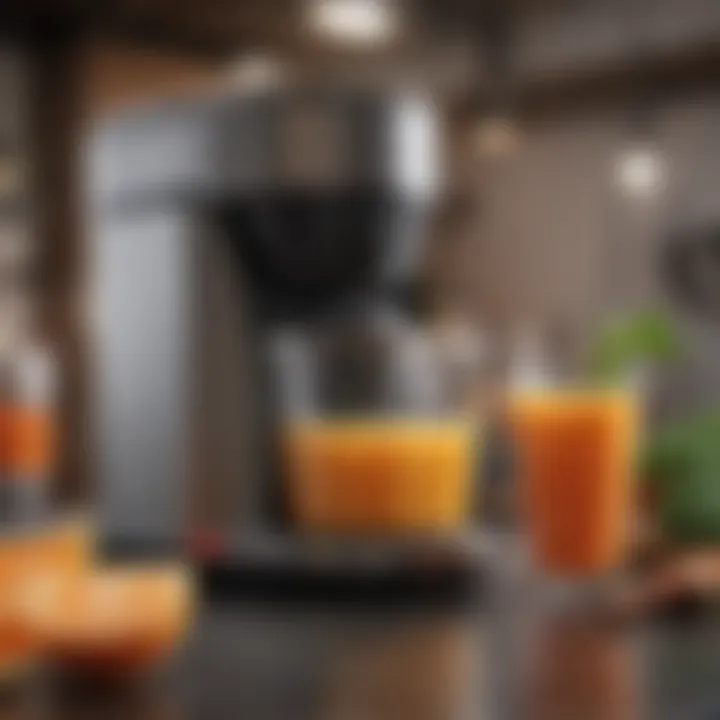 Close-up view of essential juicer features