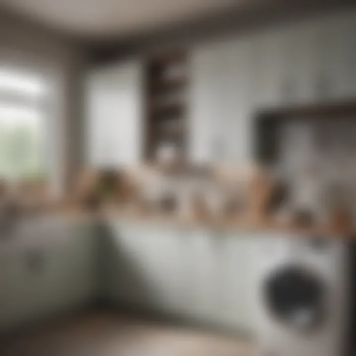 Stylish upper cabinets in a modern laundry room