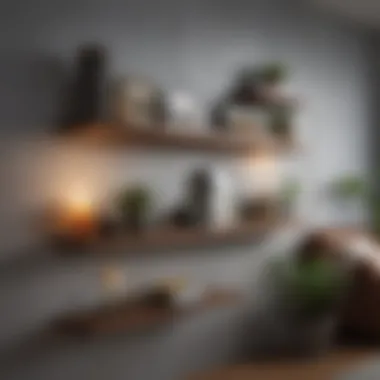 Innovative Shelf Arrangements for Living Spaces Creative arrangement of utility wall shelves in a living area