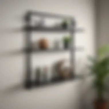Sleek Metal Shelving: A Contemporary Touch Modern metal wall shelf showcasing decorative items