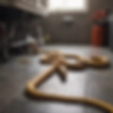 Safety equipment laid out alongside a plumbing snake for emphasis on safety measures