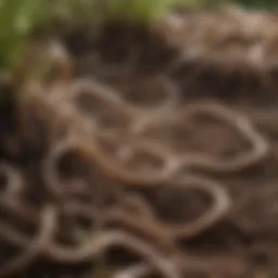 Close-up of nematodes in soil