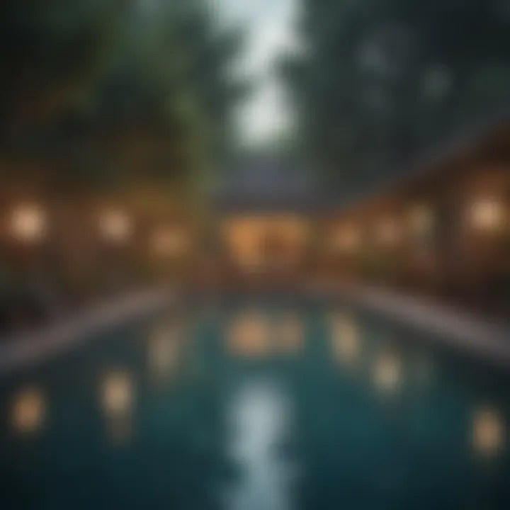Cultural themes reflected in a festive pool gathering