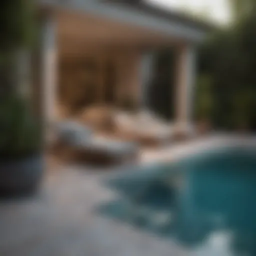 Stylishly designed poolside lounge area