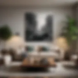 Contemporary art piece displayed in a modern living room