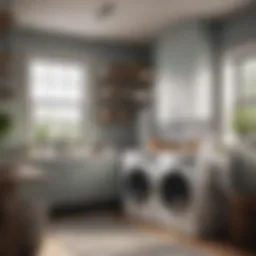 Modern washer and dryer set in a stylish laundry room