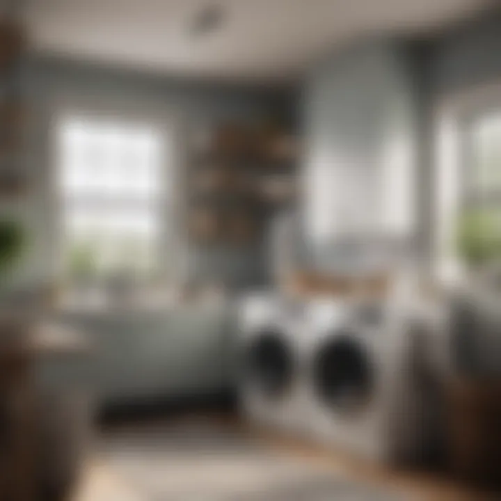 Modern washer and dryer set in a stylish laundry room