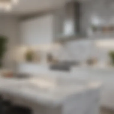 Contemporary white kitchen with bold backsplash