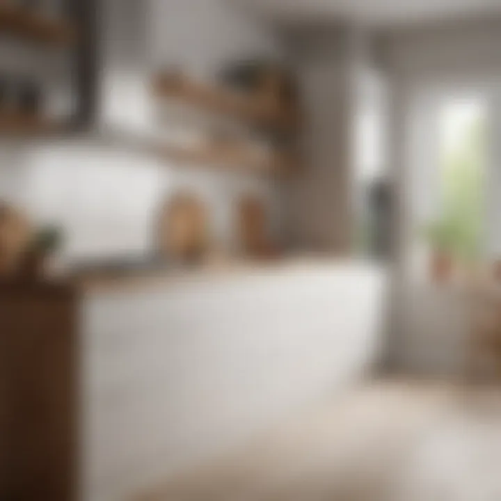 Warm white kitchen featuring wooden accents