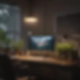 Elegant workstation featuring layered lighting solutions